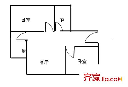 唐島灣A組團 2室 戶型圖