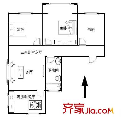 唐島灣A組團 3室 戶型圖