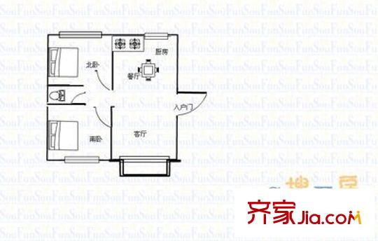唐島灣A組團(tuán) 2室 戶型圖