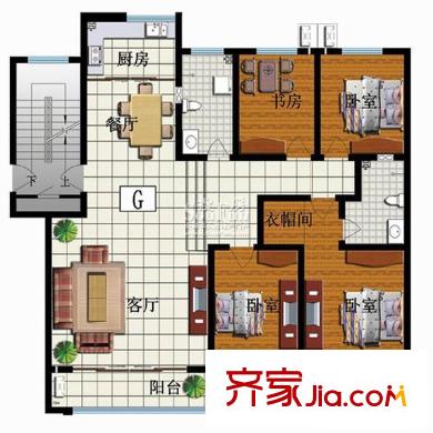 永合碩輝苑(即墨)戶型圖豪宅 4室2廳2衛(wèi)1廚