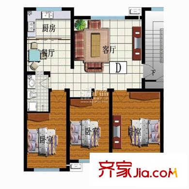 永合碩輝苑(即墨)戶型圖尚宅 3室2廳2衛(wèi)1廚