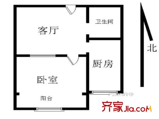 新嶺花園戶型圖1室 1室1廳1衛(wèi)1廚