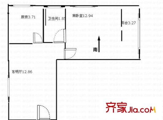 水清溝二小區(qū) 1室 戶型圖