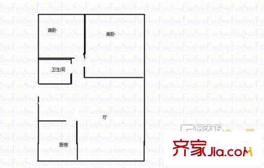 升平花園戶型圖2室戶型圖 2室1廳1衛(wèi)1廚