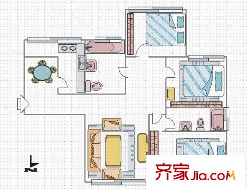 傲海星城一期 3室 戶型圖