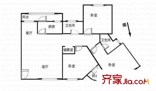 傲海星城一期 4室 戶型圖