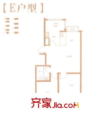 米羅灣48#、49#50號樓E戶型 2室2廳1衛(wèi)1廚