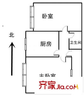 上海路社區(qū)戶型圖2室戶型圖 2室1衛(wèi)1廚