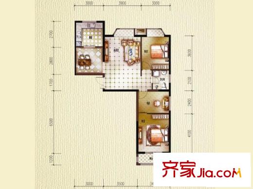 盛世江山戶型圖戶型圖1#-01戶型 3室2廳1衛(wèi)1廚