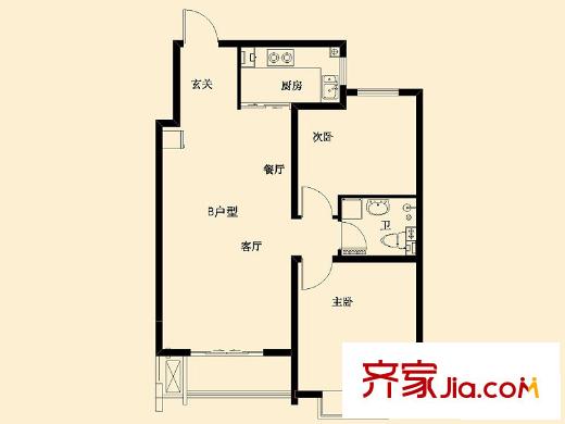 錦都家園戶型圖4號(hào)樓B戶型 2室2廳1衛(wèi)
