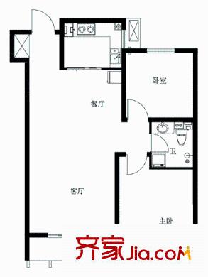 錦都家園戶型圖1、2#C戶型 2室2廳1衛(wèi)