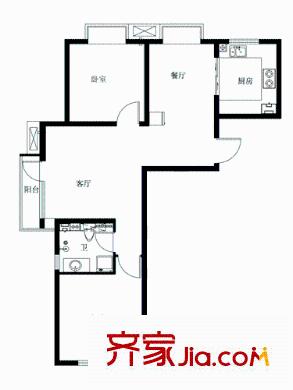 錦都家園戶型圖1、2#A戶型 2室2廳1衛(wèi)