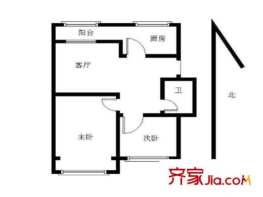 洪山坡小區(qū)2室 戶型圖