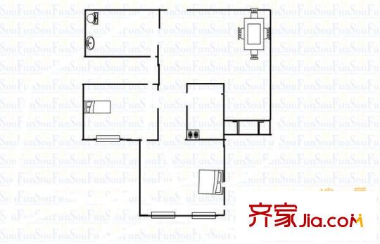 洪山坡小區(qū)2室 戶型圖