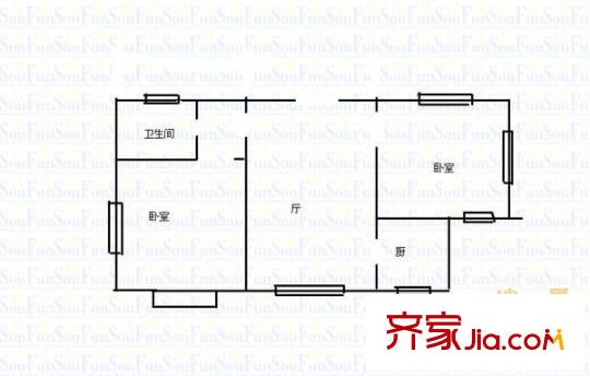 洪山坡小區(qū)2室 戶型圖