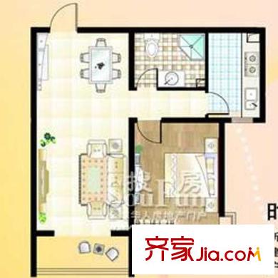 福嶺嘉苑三期戶型圖2#時尚戶型 1室2廳1衛(wèi)