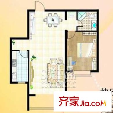福嶺嘉苑三期戶型圖1#快樂戶型 1室2廳