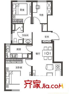 洛陽(yáng)路小區(qū)戶型圖戶型圖 3室2廳1衛(wèi)1廚