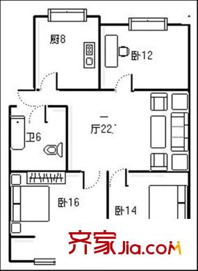 盈園國(guó)際戶型圖3室戶型圖 3室1廳1衛(wèi)1廚