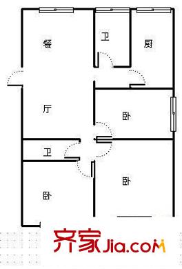 海爾小區(qū) 3室 戶型圖