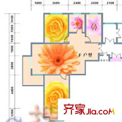 香檳海岸戶型圖1#-5#、8#、9#標(biāo)準(zhǔn)層F戶型 3室2廳1衛(wèi)1廚