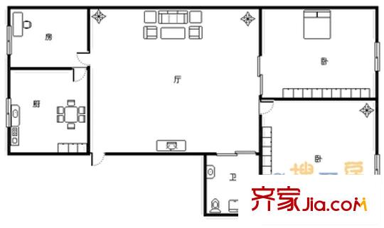 海爾小區(qū) 2室 戶型圖