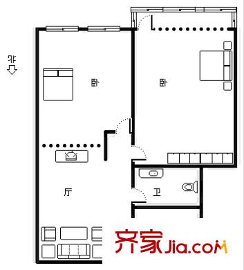 海爾小區(qū) 2室 戶型圖