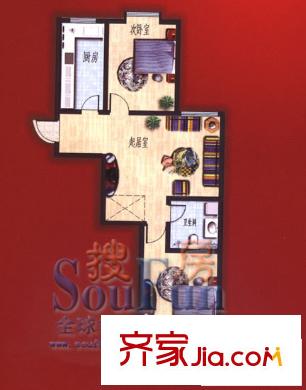 天福宜家戶型圖F-1戶型 2室1廳1衛(wèi)