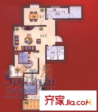 天福宜家戶型圖D-1戶型 2室2廳1衛(wèi)