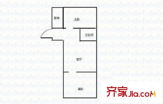 西山花苑戶型圖戶型圖 2室1廳1衛(wèi)1廚