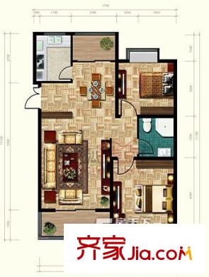 錦湖苑戶型圖2室戶型圖 2室2廳1衛(wèi)1廚