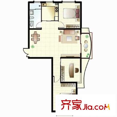 觀海華庭戶型圖3號樓a戶型 3室2廳1衛(wèi)1廚