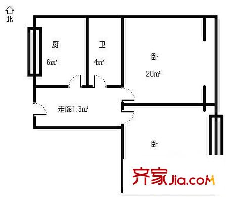 西仲小區(qū) 2室 戶型圖