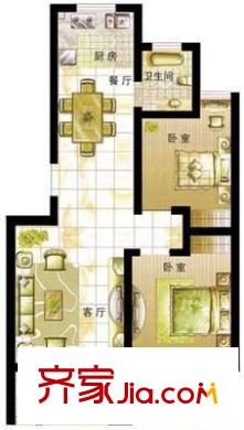 華城路四小區(qū)2室 戶型圖