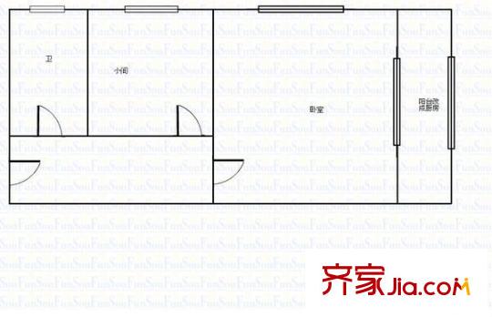 西仲小區(qū) 1室 戶型圖