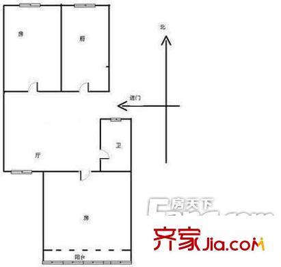 南公司小區(qū) 2室戶型圖