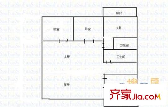 北嶺山花園 3室 戶型圖