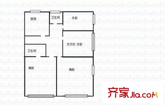 龍?zhí)堵沸^(qū) 3室 戶型圖
