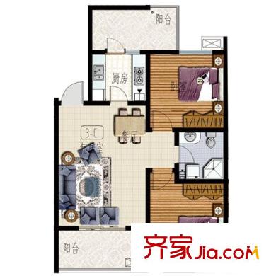 永聯(lián)佳園戶型圖2棟c戶型 2室2廳1衛(wèi)