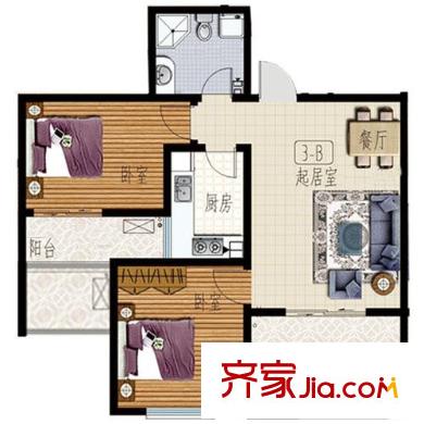 永聯(lián)佳園戶型圖2棟b戶型 2室2廳1衛(wèi)