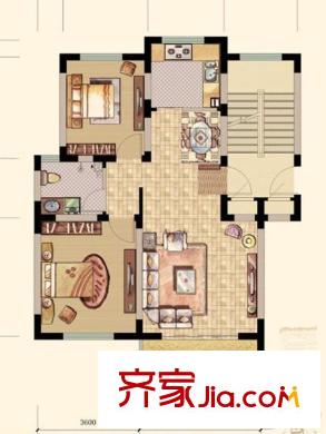 青島風(fēng)景戶型圖A1戶型 2室2廳1衛(wèi)1廚