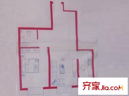 昆侖山莊戶型圖68.83平戶型 1室1廳1衛(wèi)1廚