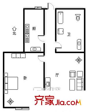 建安小區(qū)1室 戶型圖