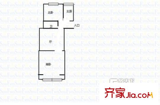 嘉定路小區(qū)戶型圖2室 2室1廳1衛(wèi)1廚