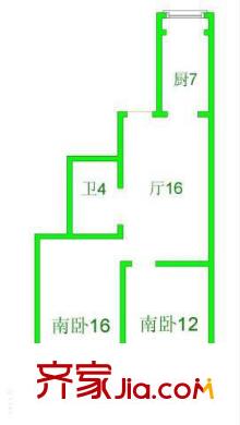 紫荊苑戶型圖1 2室1廳1衛(wèi)1廚
