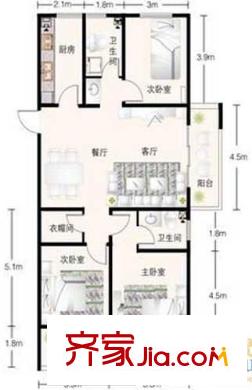 新華錦鴻仕雅居3室 戶型圖