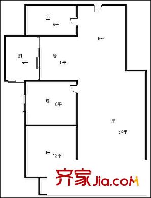 寶達大廈戶型圖2室戶型圖 2室2廳1衛(wèi)1廚