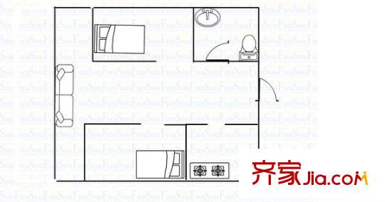 寶達大廈 1室 戶型圖