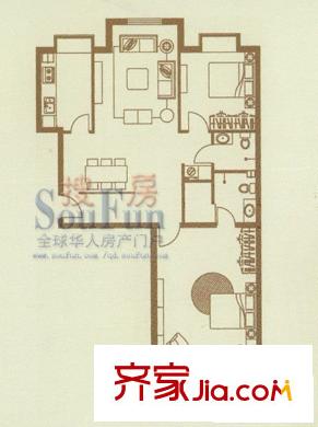 中建紫錦廣場2室 戶型圖