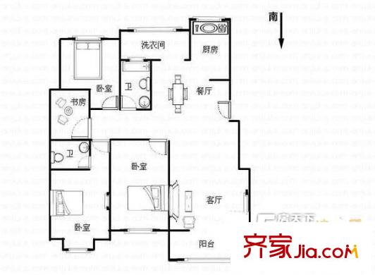 翰林苑(城陽)戶型圖戶型圖 4室2廳2衛(wèi)1廚